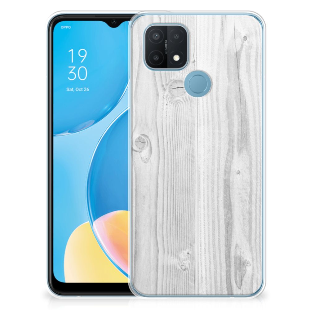 OPPO A15 Bumper Hoesje White Wood B2C Telecom