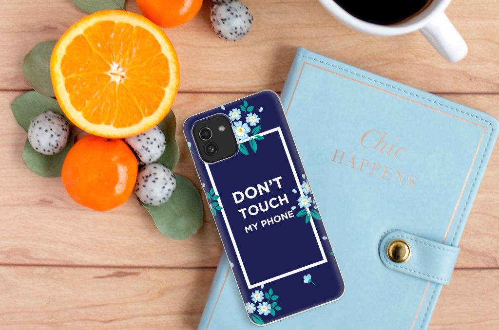 Samsung Galaxy A03 Silicone-hoesje Flowers Blue DTMP B2C Telecom