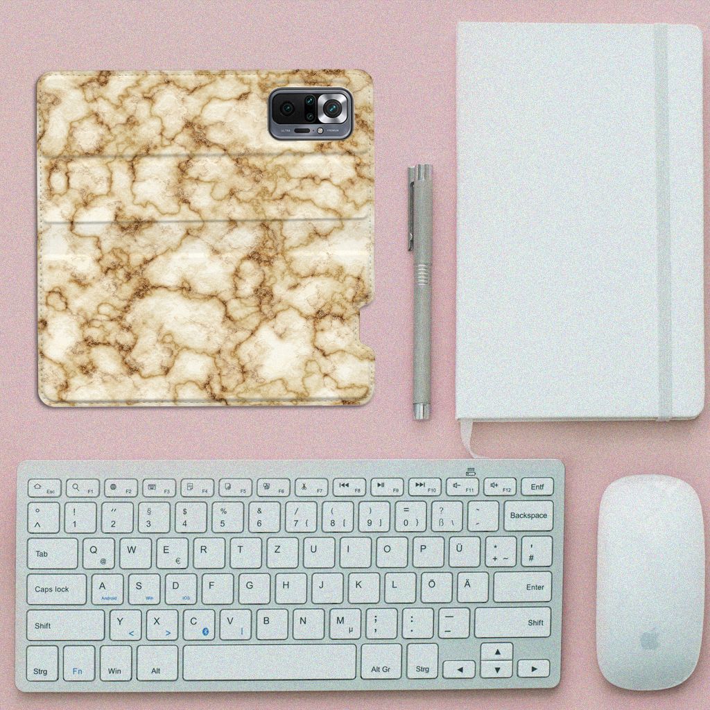 Xiaomi Redmi Note 10 Pro Standcase Marmer Goud - B2C Telecom