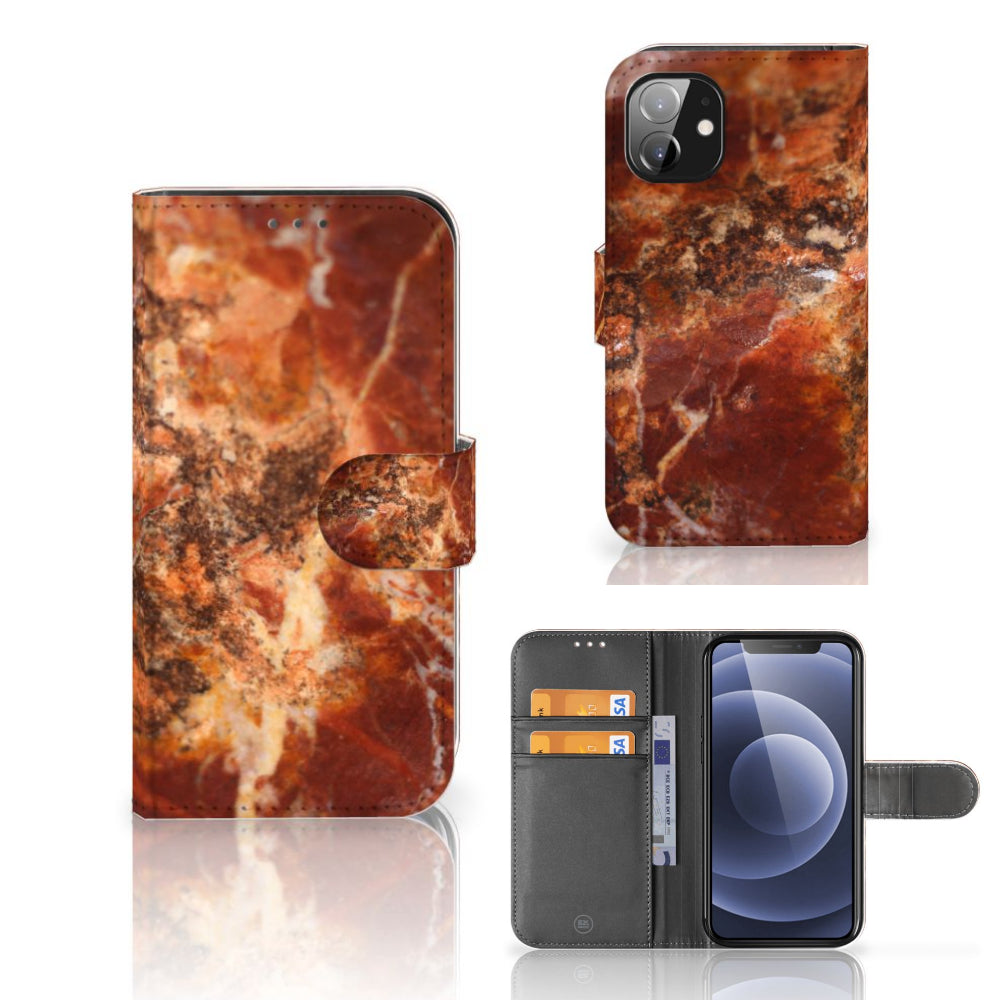 Apple iPhone 12 Mini Bookcase Marmer Bruin