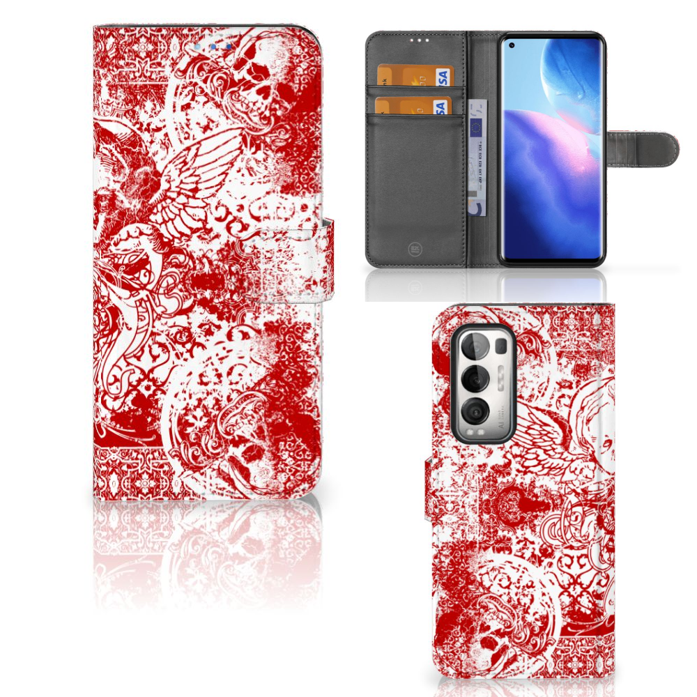 Telefoonhoesje met Naam OPPO Find X3 Neo 5G Angel Skull Rood