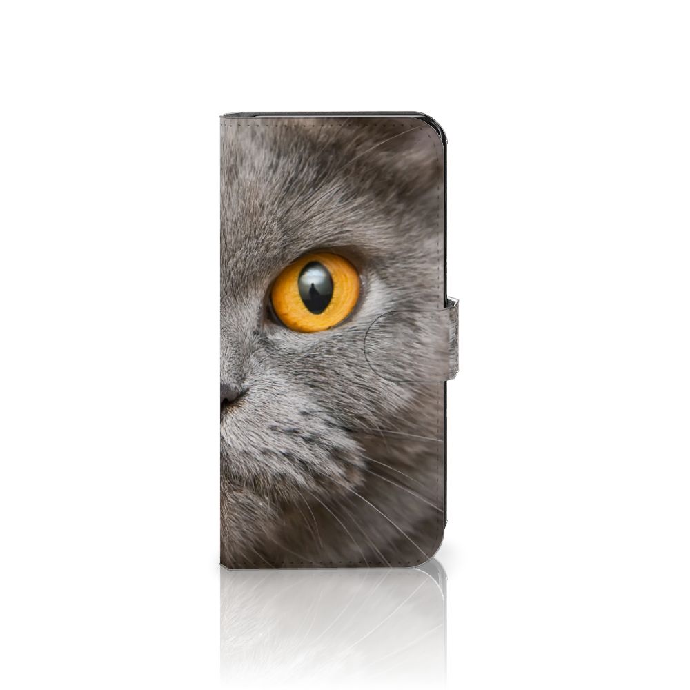 Telefoonhoesje met Pasjes Samsung Galaxy S24 Plus Britse Korthaar met indrukwekkende kat ogen.