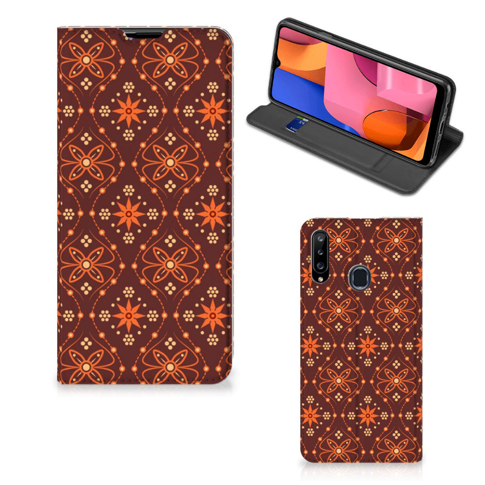 Samsung Galaxy A20s Hoesje met Magneet Batik Brown - B2C Telecom