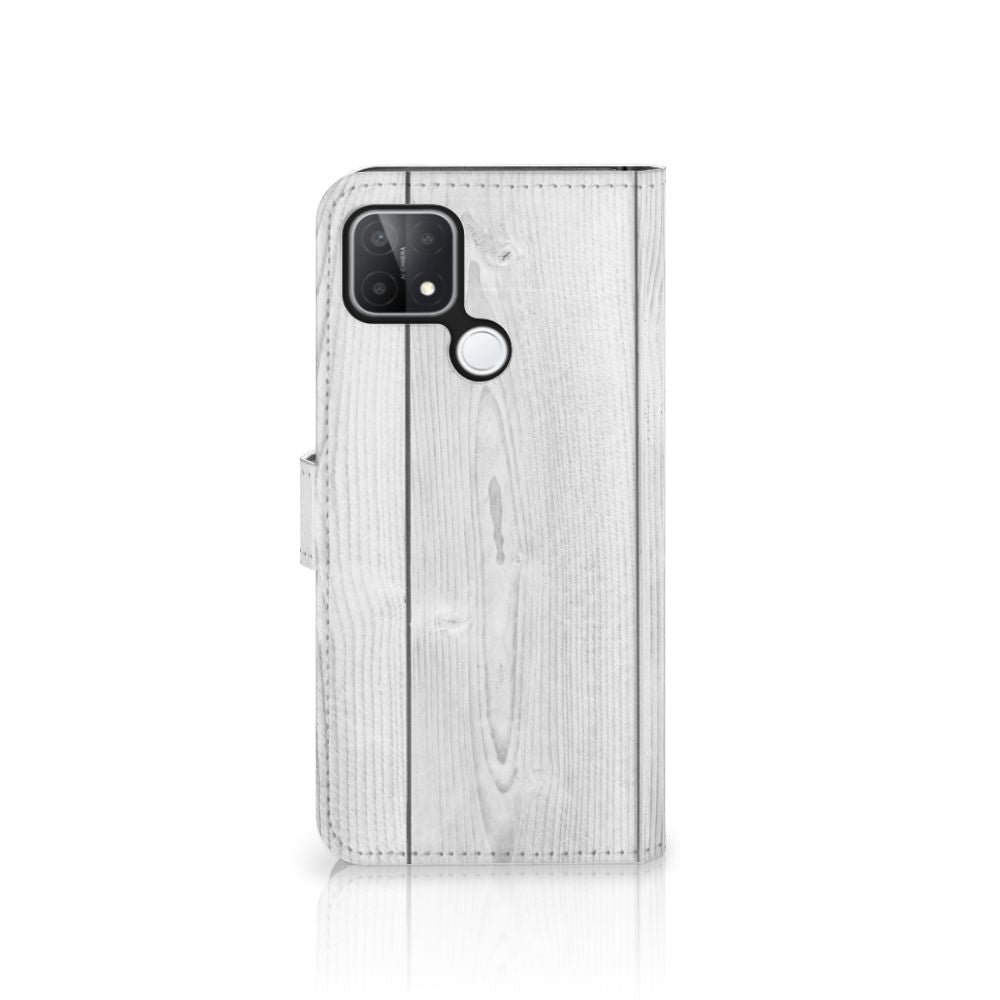 OPPO A15 Book Style Case White Wood