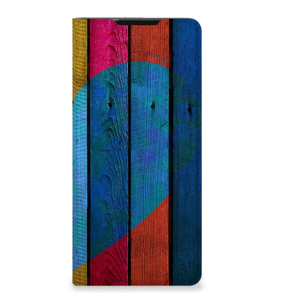 Samsung Galaxy S21 Ultra Book Wallet Case Wood Heart - Cadeau voor je Vriend - B2C Telecom