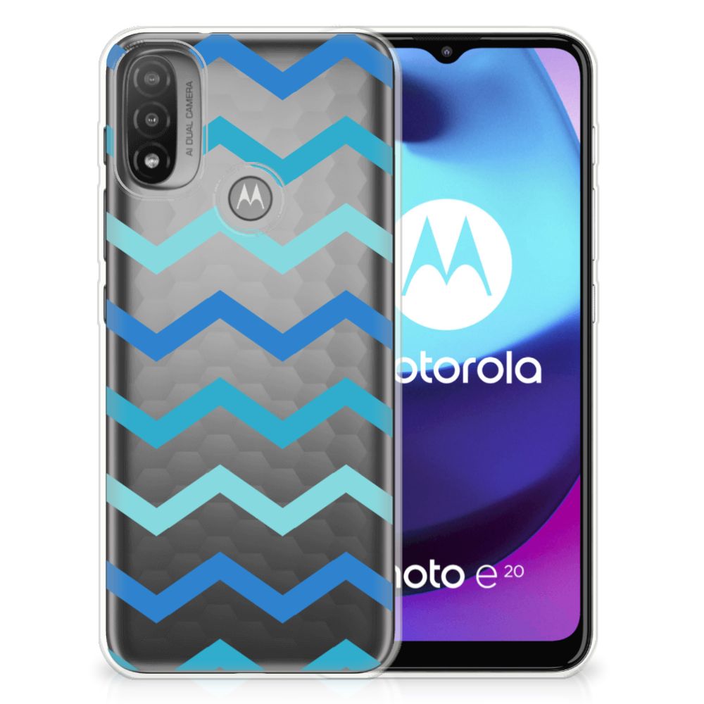 Motorola Moto E20 | E40 TPU bumper Zigzag Blauw