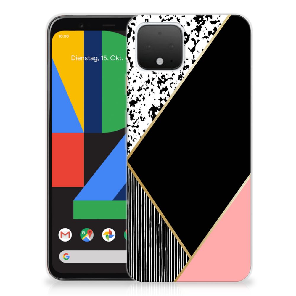 Google Pixel 4 TPU Hoesje Zwart Roze Vormen B2C Telecom