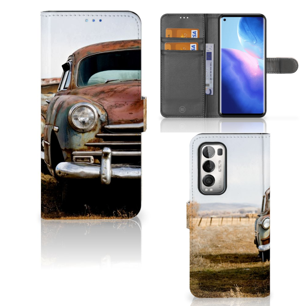 OPPO Find X3 Neo 5G Telefoonhoesje met foto Vintage Auto