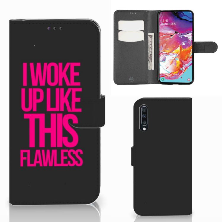 Samsung Galaxy A70 Hoesje met naam Woke Up - Origineel Cadeau Zelf Maken