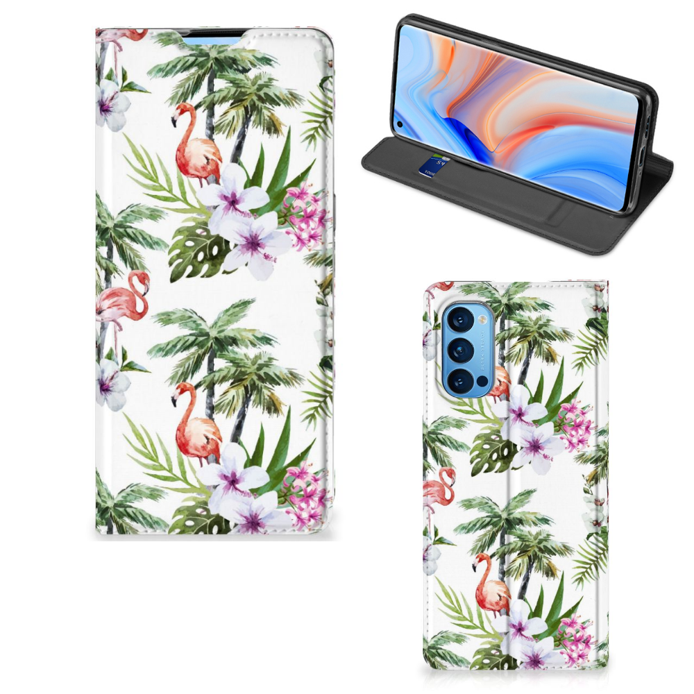 OPPO Reno4 Pro 5G Hoesje maken Flamingo Palms - B2C Telecom