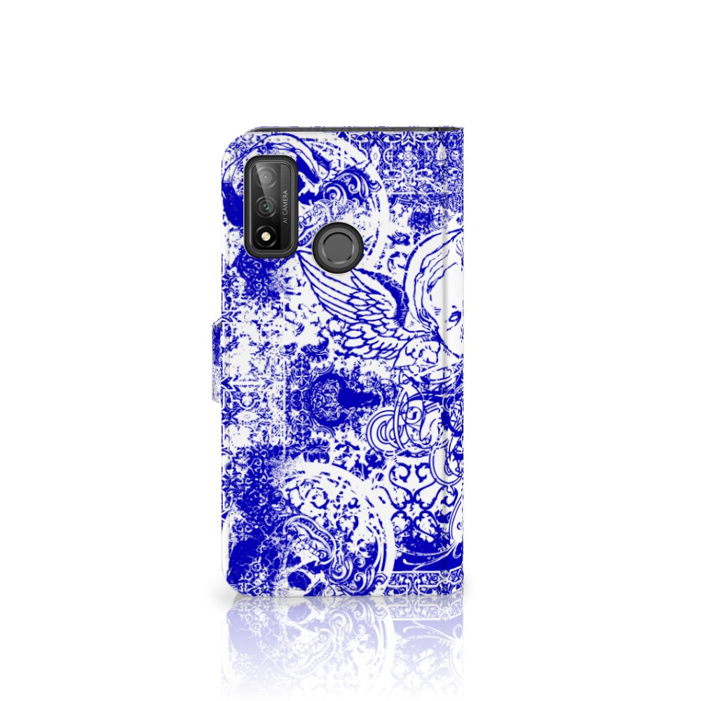 Telefoonhoesje met Naam Huawei P Smart 2020 Angel Skull Blauw