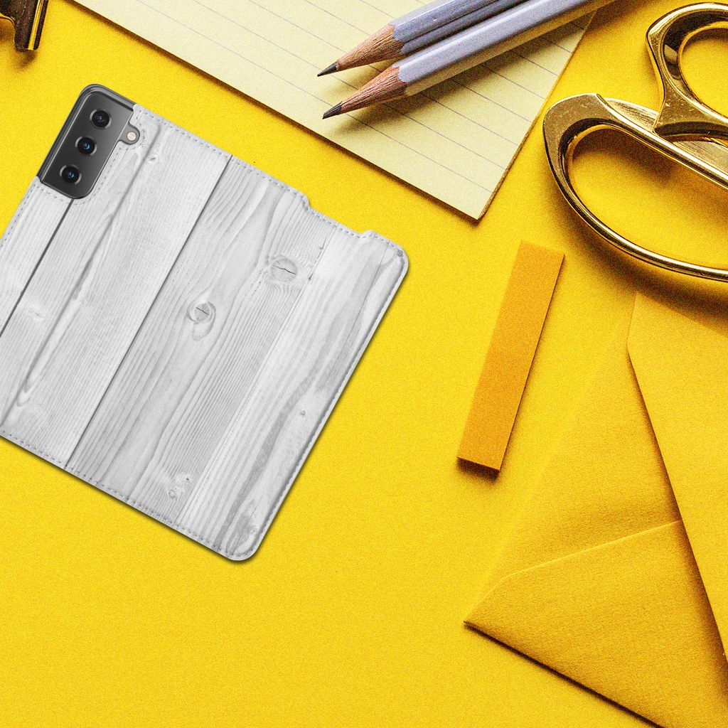 Samsung Galaxy S21 Book Wallet Case White Wood - B2C Telecom