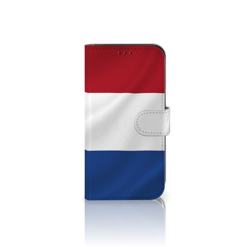 Apple iPhone 13 Bookstyle Case Nederlandse Vlag met artistiek ontwerp van de Nederlandse vlag.