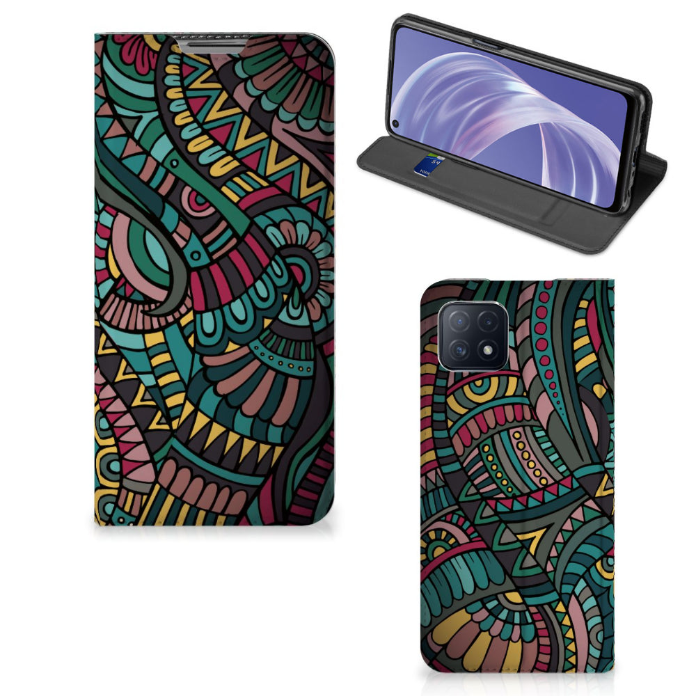 OPPO A73 5G Hoesje met Magneet Aztec