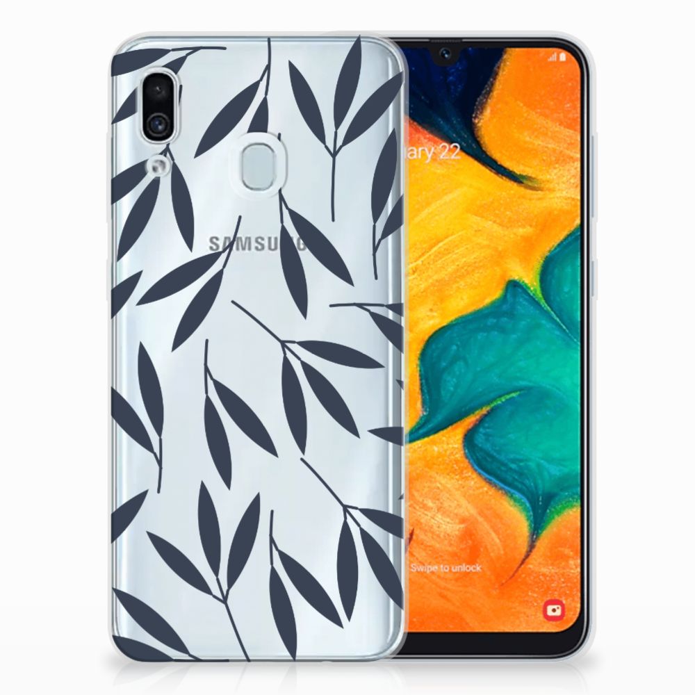 Samsung Galaxy A30 TPU Case Leaves Blue