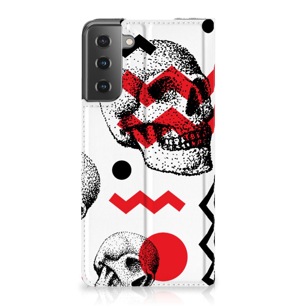Mobiel BookCase Samsung Galaxy S21 Plus Skull Red - B2C Telecom