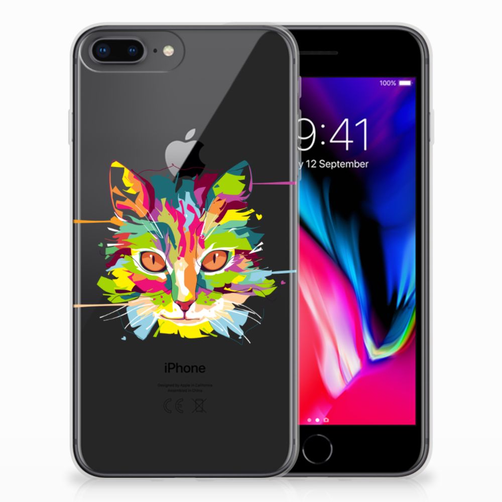 Apple iPhone 7 Plus | 8 Plus Telefoonhoesje met Naam Cat Color