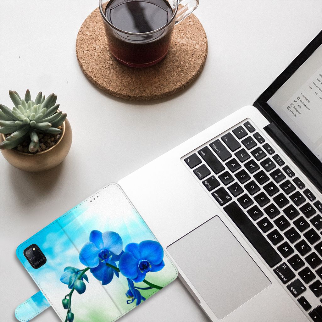Samsung Galaxy A31 Hoesje Orchidee Blauw - Cadeau voor je Moeder