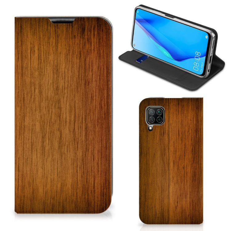 Huawei P40 Lite Book Wallet Case Donker Hout