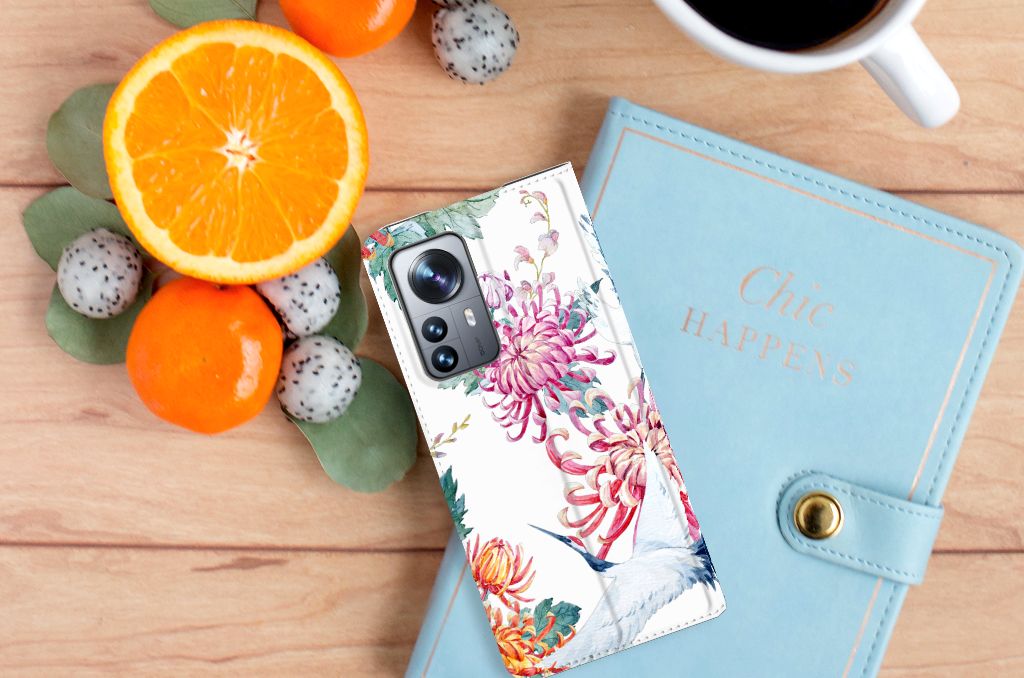 Xiaomi 12 Pro Hoesje maken Bird Flowers - B2C Telecom