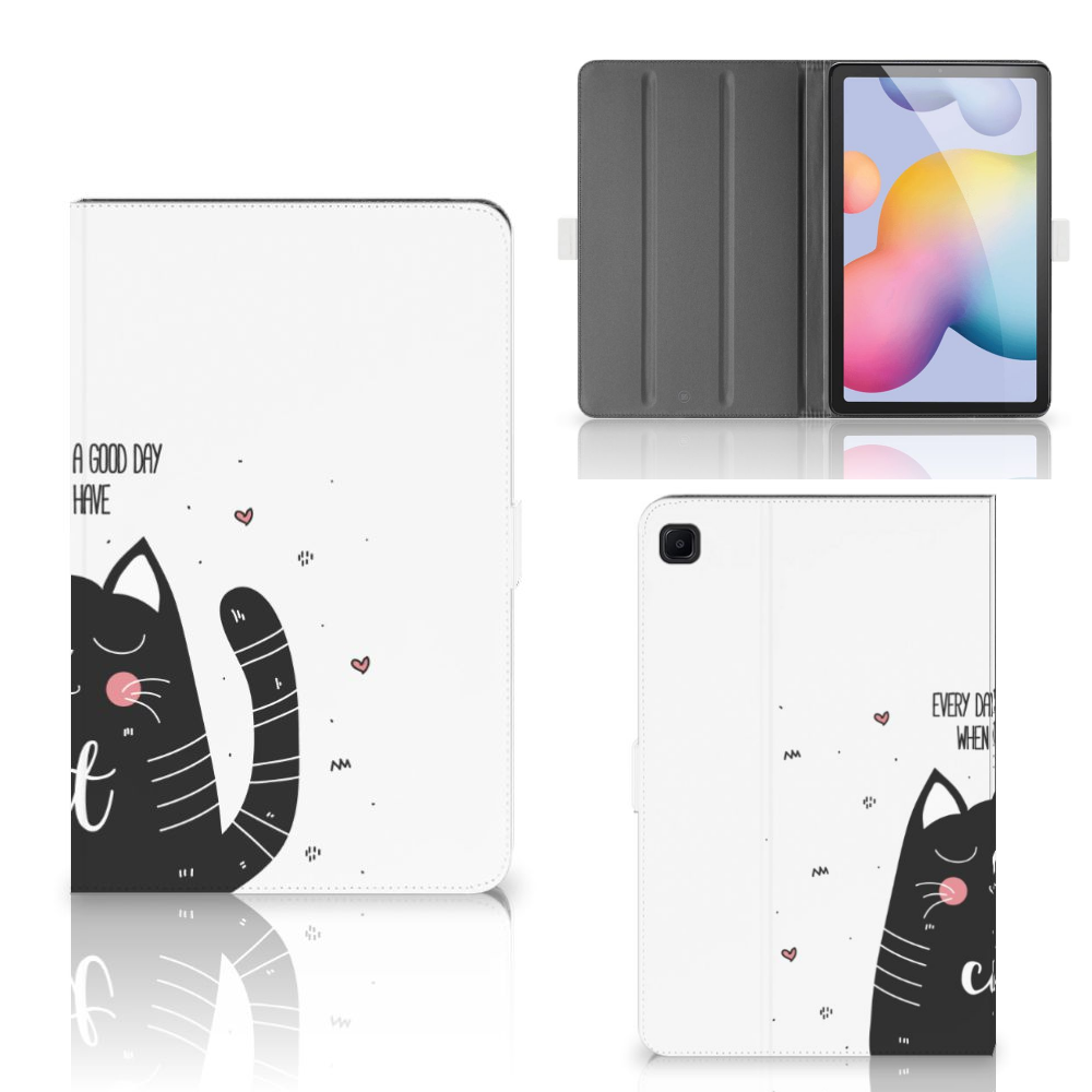 Samsung Galaxy Tab S6 Lite | S6 Lite (2022) Hippe Tablet Hoes Cat Good Day