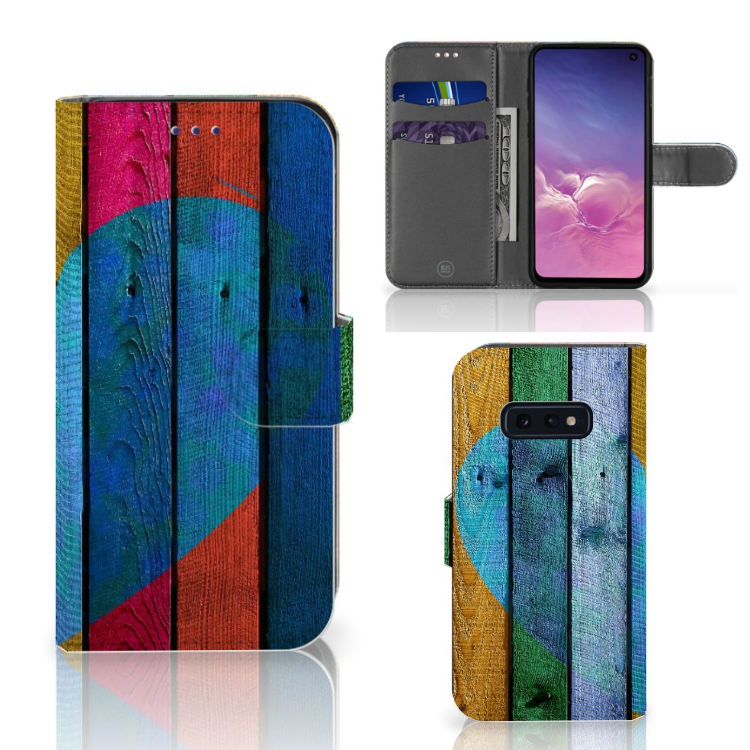 Samsung Galaxy S10e Book Style Case Wood Heart - Cadeau voor je Vriend