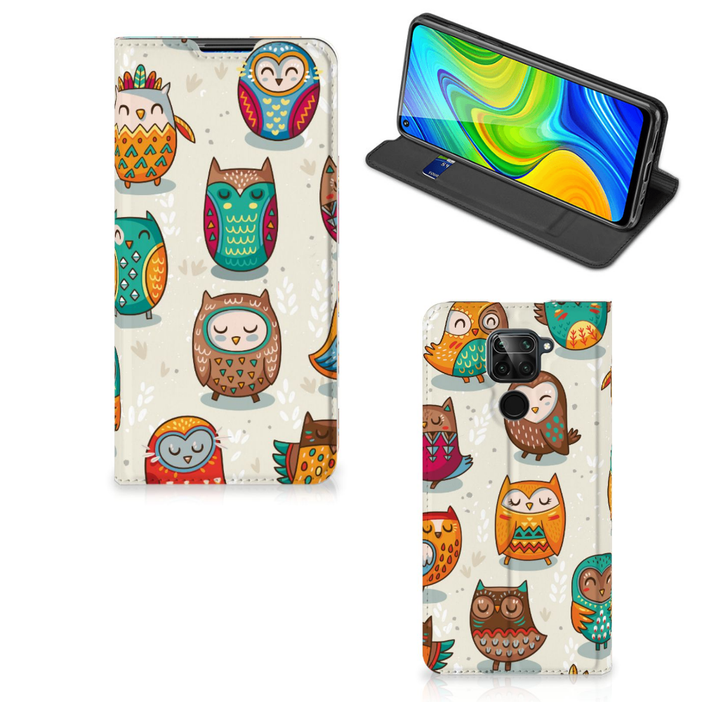 Xiaomi Redmi Note 9 Hoesje maken Vrolijke Uilen - B2C Telecom