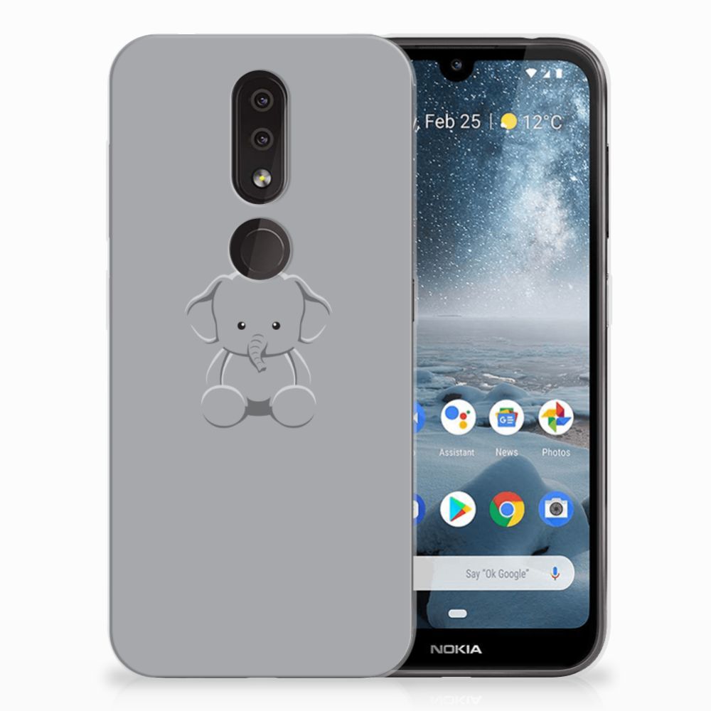 Nokia 4.2 Telefoonhoesje met Naam Grijs Baby Olifant