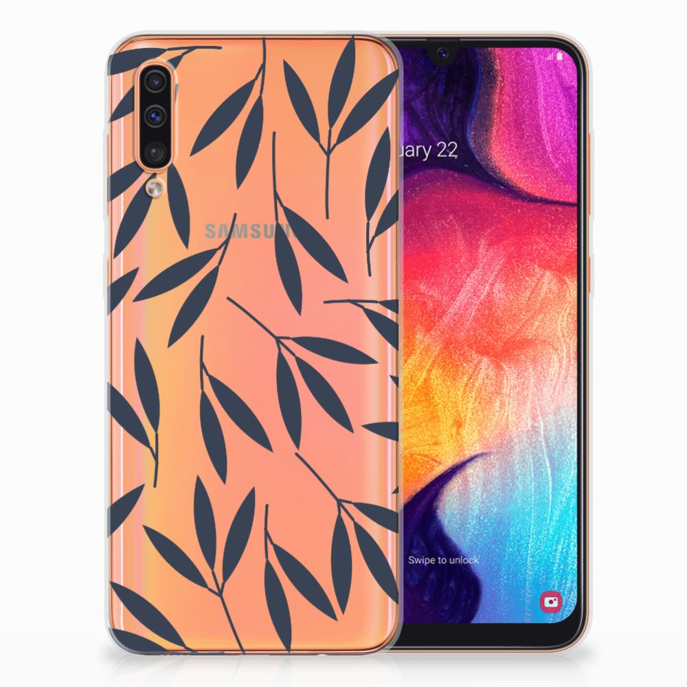 Samsung Galaxy A50 TPU Case Leaves Blue