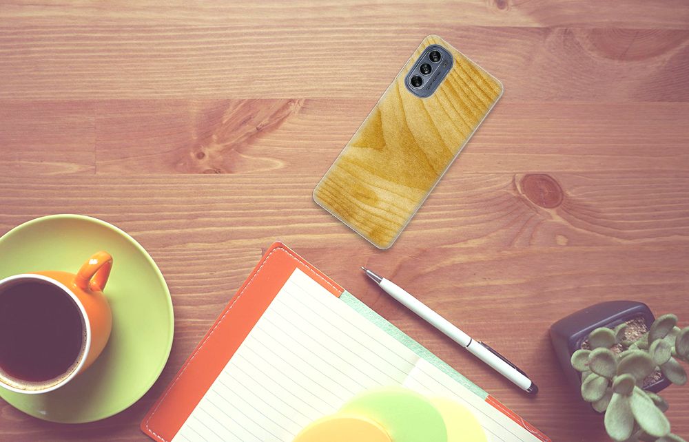 Motorola Moto G62 5G Bumper Hoesje Licht Hout B2C Telecom