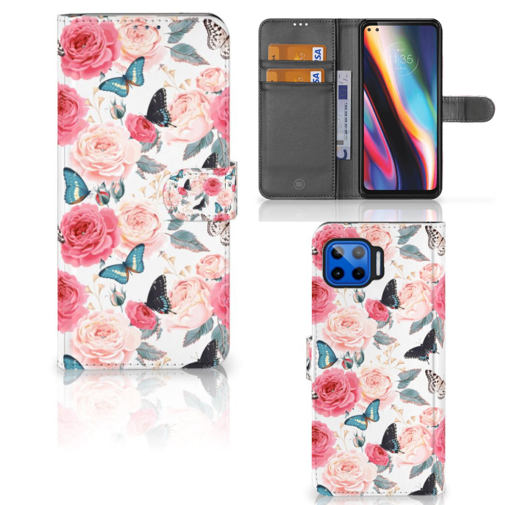 Motorola Moto G 5G Plus Hoesje Butterfly Roses