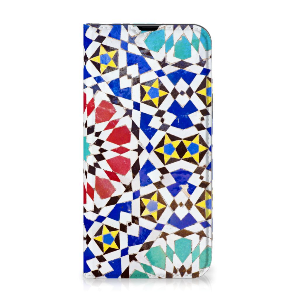 iPhone 13 Pro Max Standcase Mozaïek met kleurrijk geometrisch design in mozaïekstijl.