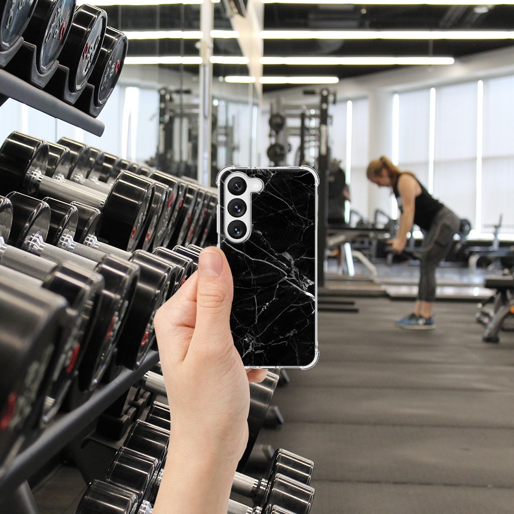 Samsung Galaxy S23 Anti-Shock Hoesje Marmer Zwart - Origineel Cadeau Vader B2C Telecom