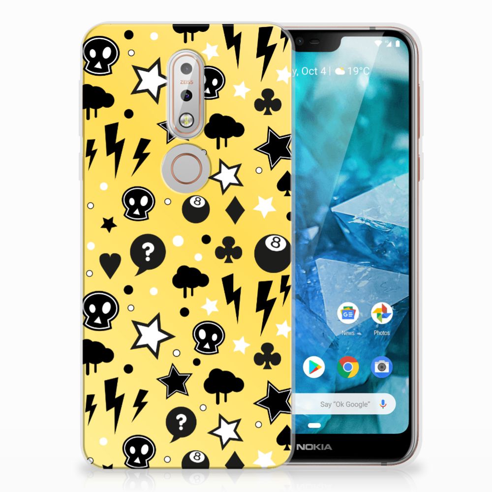 Silicone Back Case Nokia 7.1 Punk Geel