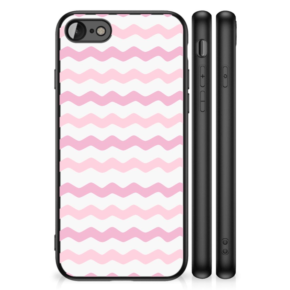 iPhone SE 2022 | SE 2020 | 7/8 Back Case Waves Roze in design met golfpatroon in roze tinten.
