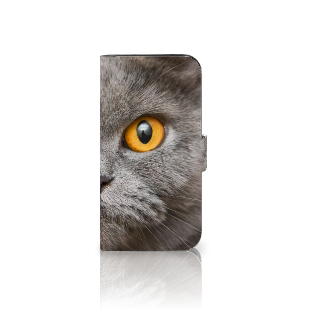 Telefoonhoesje met Pasjes Samsung Galaxy S24 Britse Korthaar met kattenoog en zachte vacht