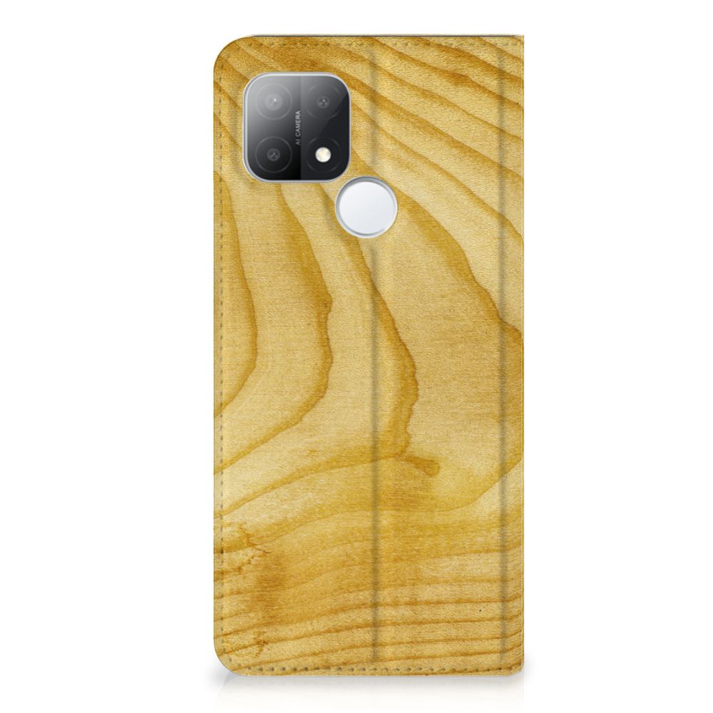 OPPO A15 Book Wallet Case Licht Hout - B2C Telecom