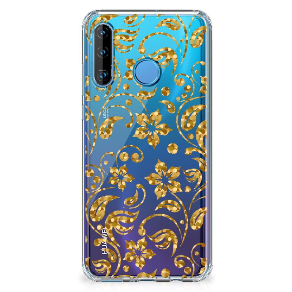 Huawei P30 Lite Case Gouden Bloemen