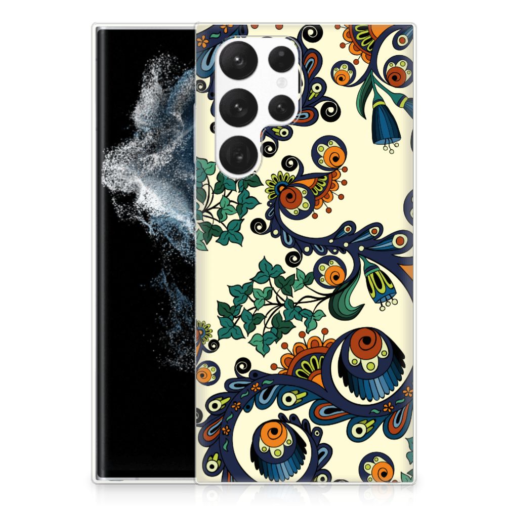 Siliconen Hoesje Samsung Galaxy S22 Ultra Barok Flower B2C Telecom