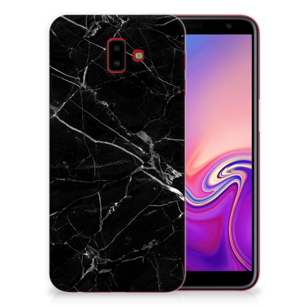 Samsung Galaxy J6 Plus (2018) TPU Siliconen Hoesje Marmer Zwart - Origineel Cadeau Vader