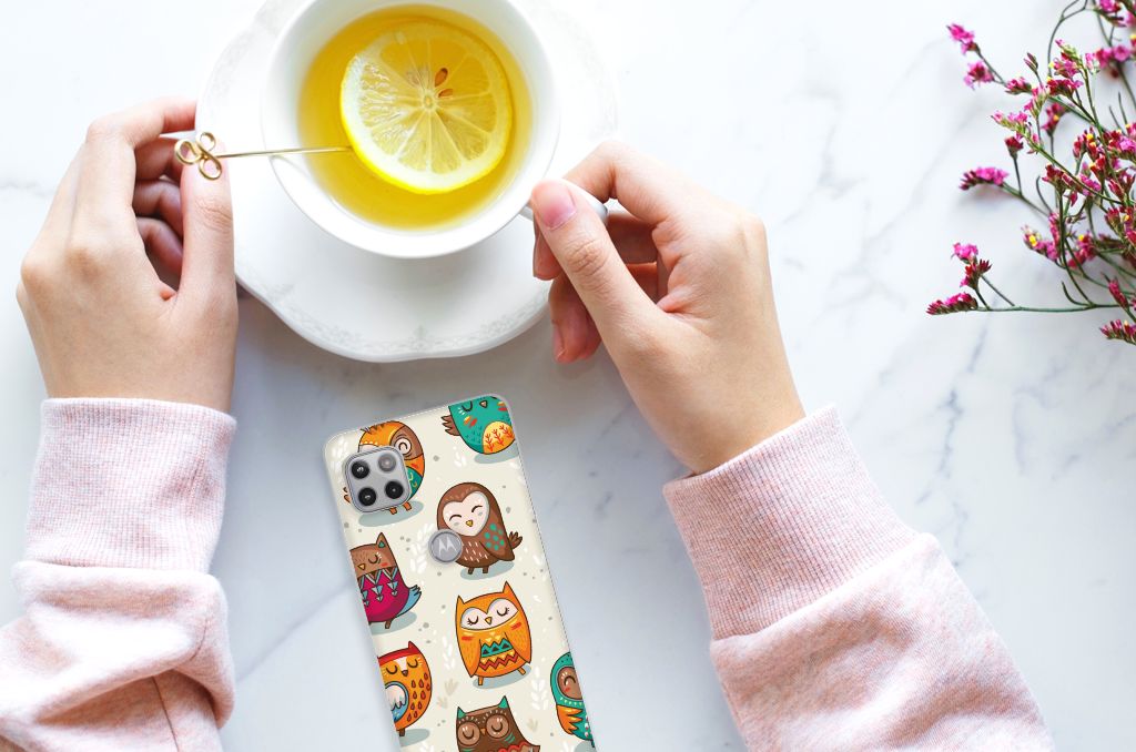 Motorola Moto G 5G TPU Hoesje Vrolijke Uilen B2C Telecom
