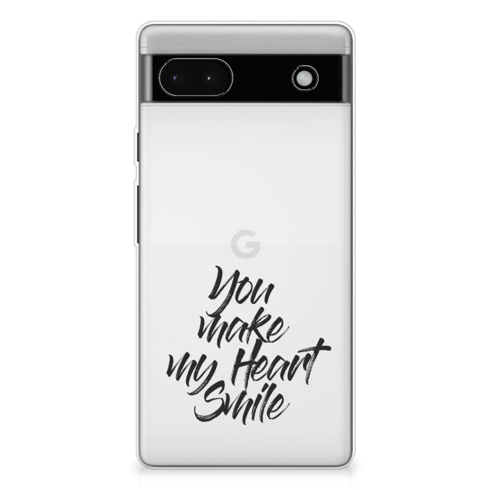 Google Pixel 6A Siliconen hoesje met naam Heart Smile