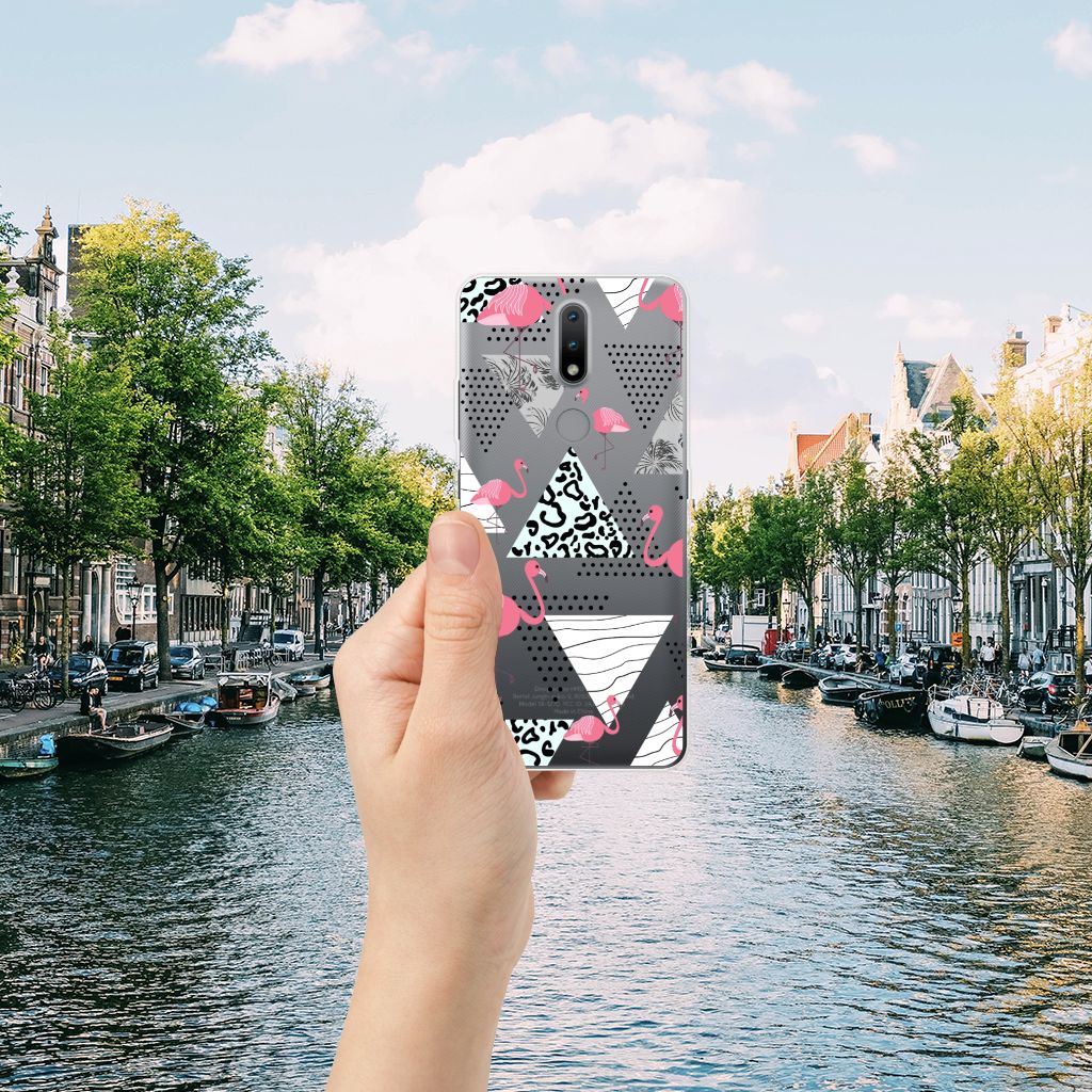 Nokia 2.4 TPU Hoesje Flamingo Triangle