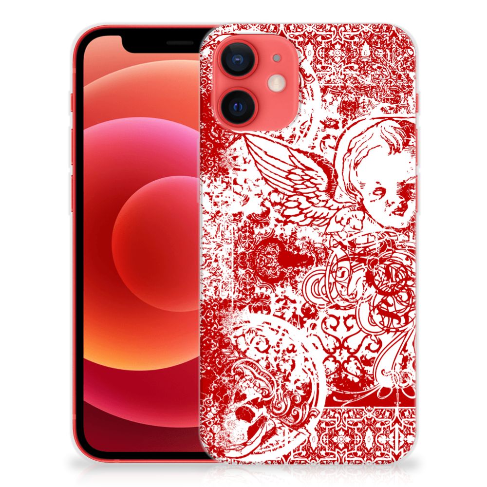 Silicone Back Case iPhone 12 Mini Angel Skull Rood