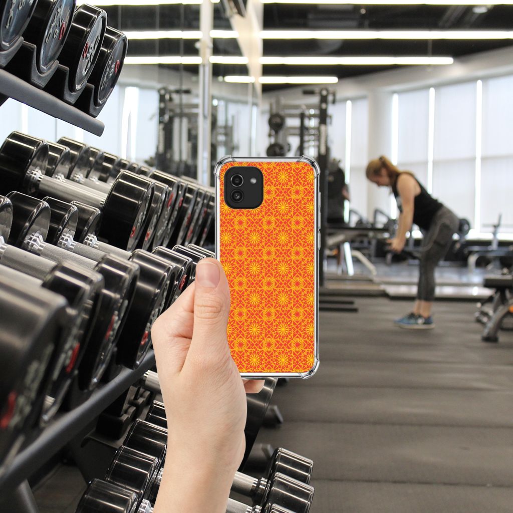 Samsung Galaxy A03 Doorzichtige Silicone Hoesje Batik Oranje B2C Telecom