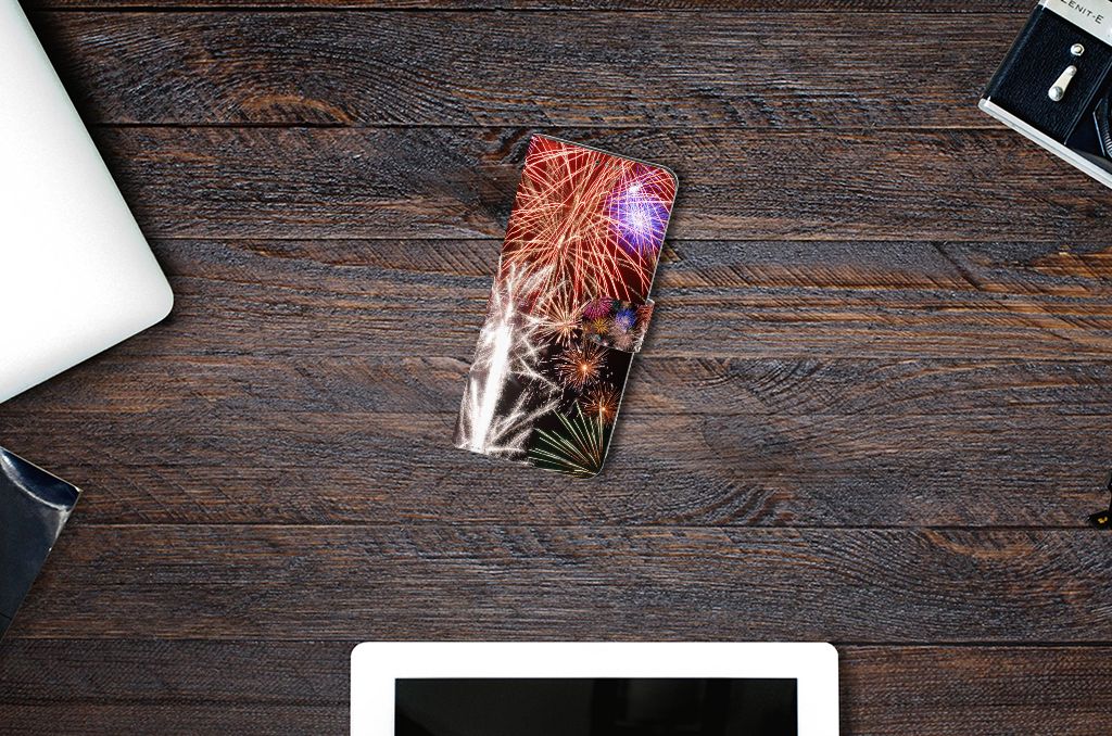 Motorola Moto G9 Plus Wallet Case met Pasjes Vuurwerk