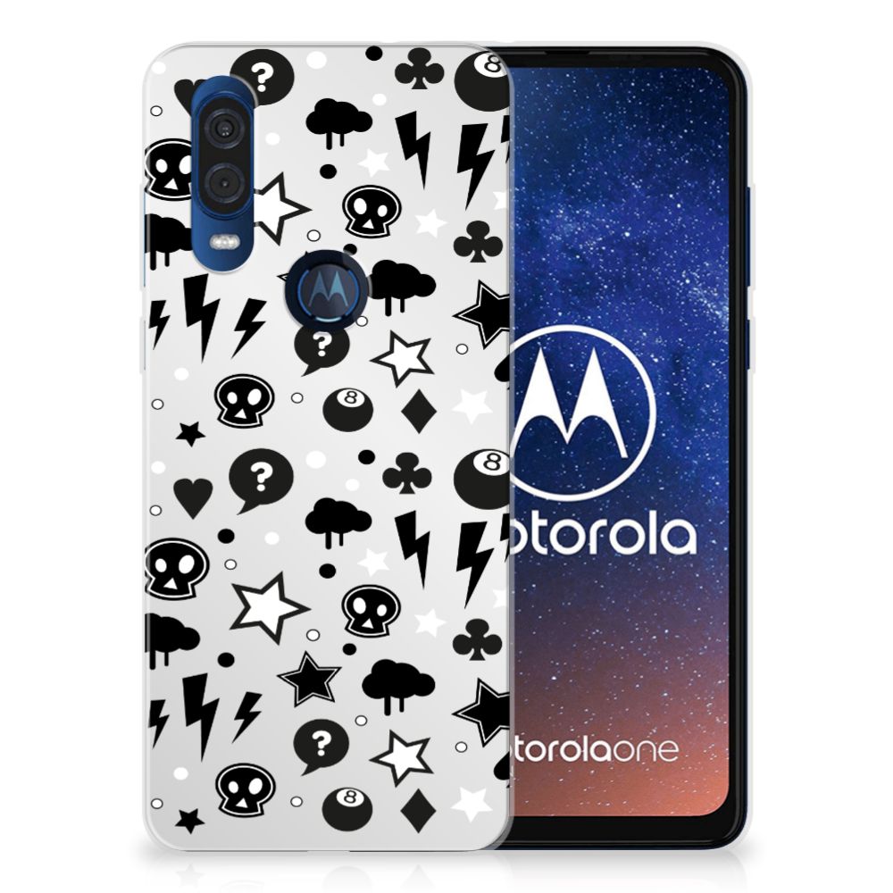 Silicone Back Case Motorola One Vision Silver Punk