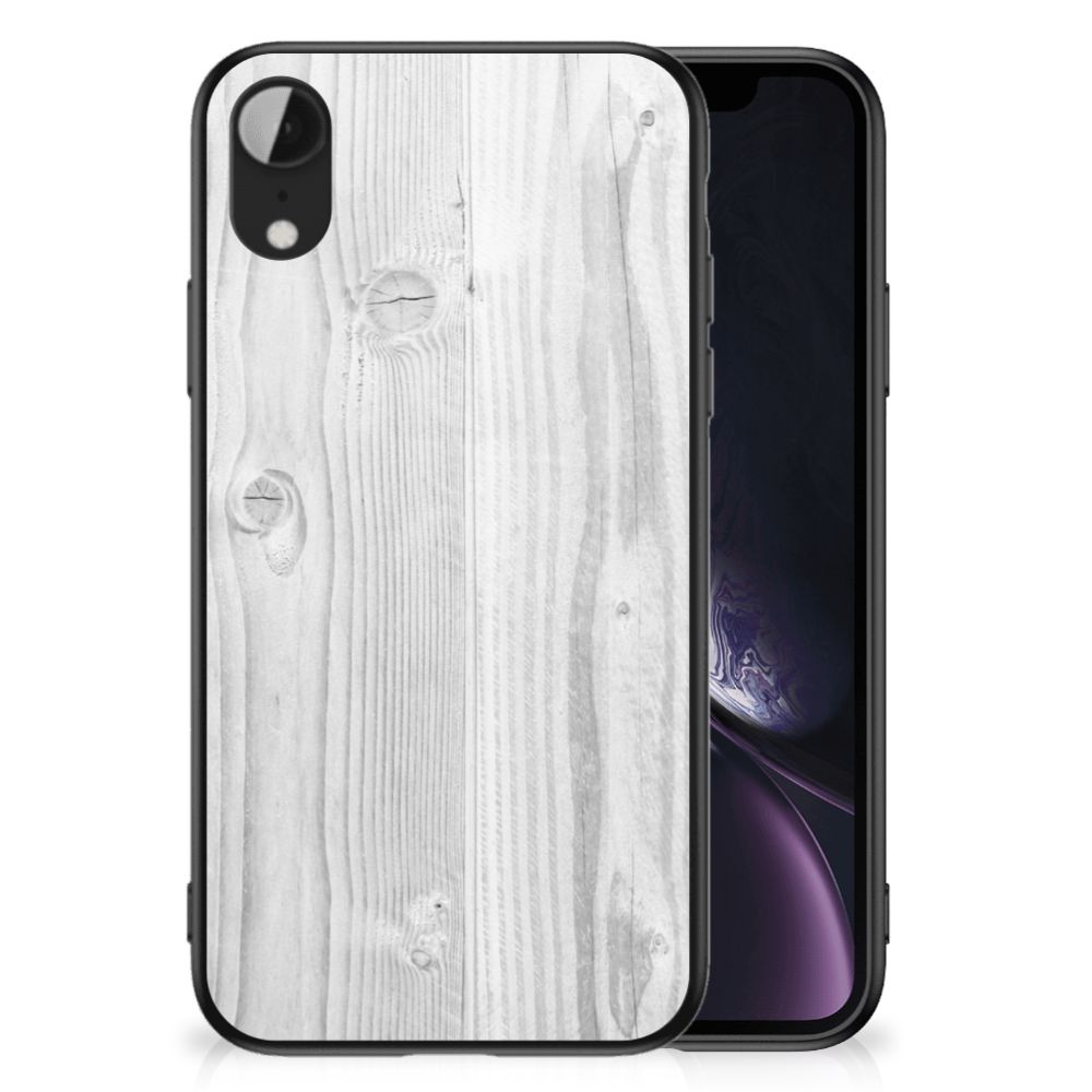 Apple iPhone XR Houten Print Telefoonhoesje White Wood