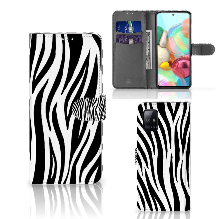 Samsung Galaxy A71 Telefoonhoesje met Pasjes Zebra