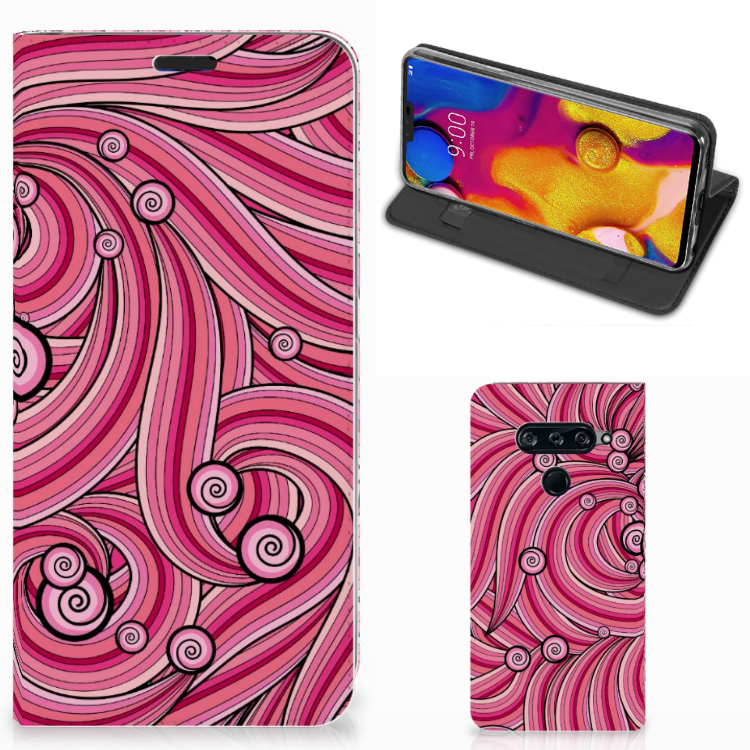 LG V40 Thinq Bookcase Swirl Pink